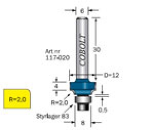 AVRUNDNINGSFRÄS MED LITET LAGER COBOLT  S=6 R=2